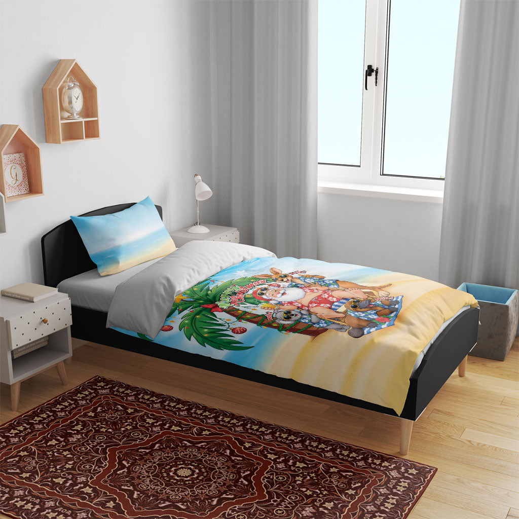 Aussie Christmas Bedding Set Santa Summer Vibes