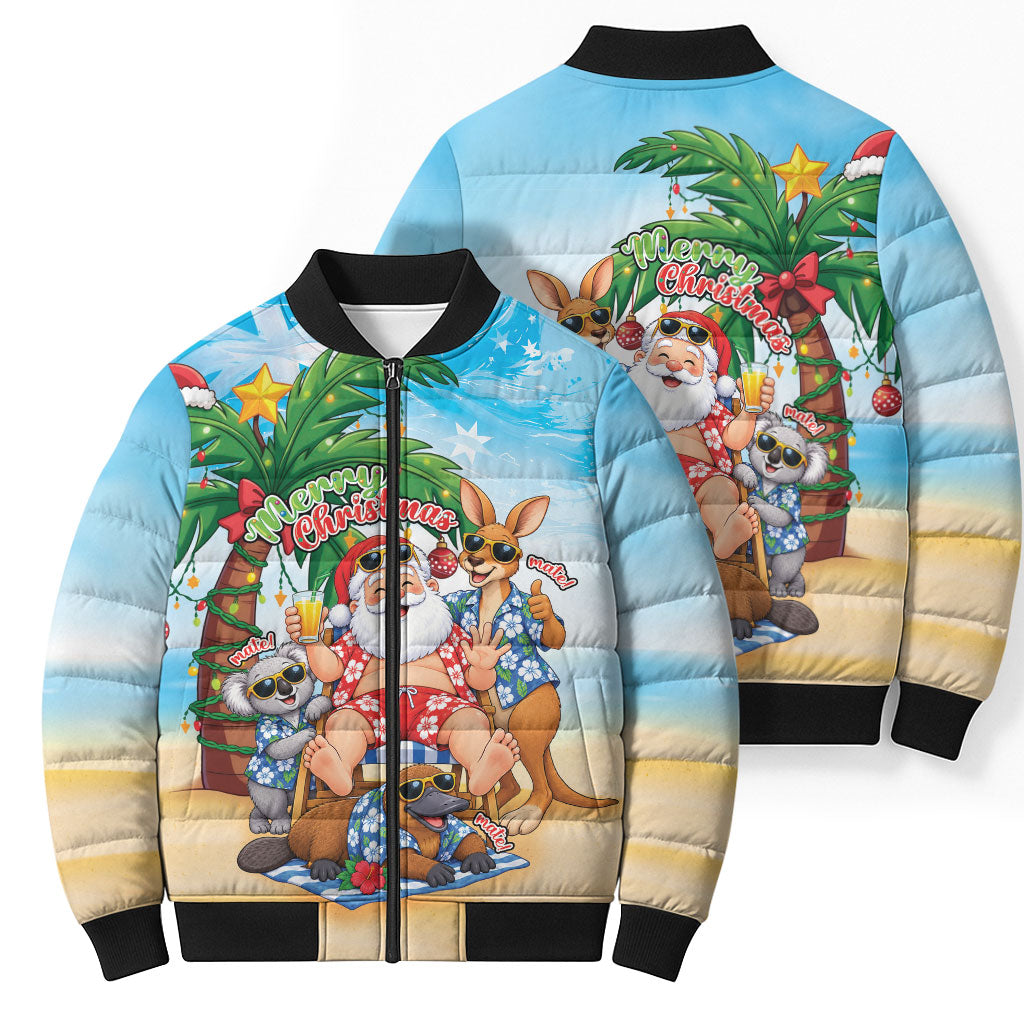 Aussie Christmas Bomber Puffer Jacket Santa Summer Vibes