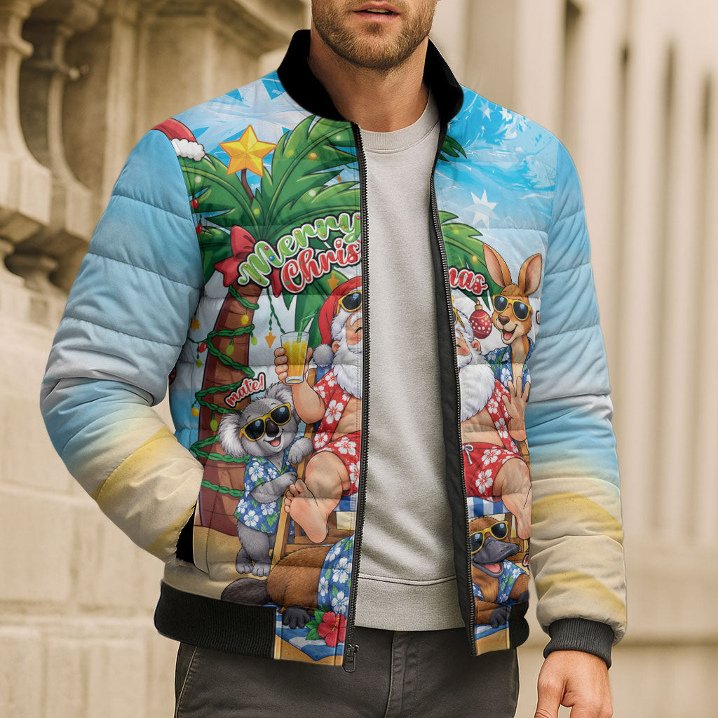 Aussie Christmas Bomber Puffer Jacket Santa Summer Vibes