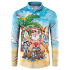 Aussie Christmas Button Sweatshirt Santa Summer Vibes