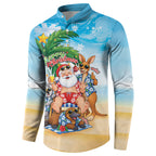 Aussie Christmas Button Sweatshirt Santa Summer Vibes