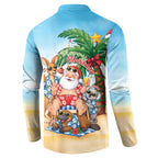 Aussie Christmas Button Sweatshirt Santa Summer Vibes