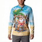 Aussie Christmas Button Sweatshirt Santa Summer Vibes