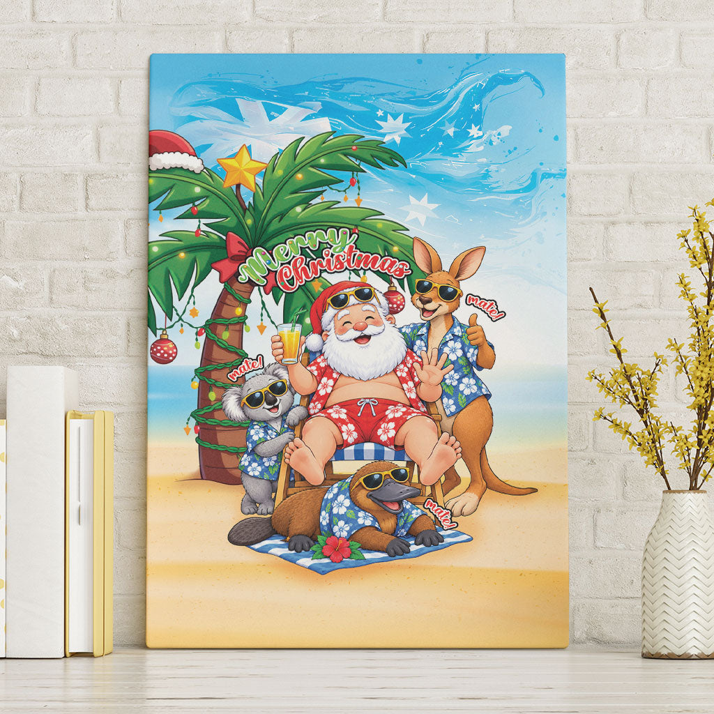 Aussie Christmas Canvas Wall Art Santa Summer Vibes
