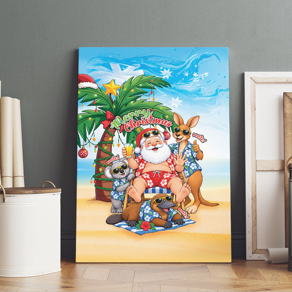 Aussie Christmas Canvas Wall Art Santa Summer Vibes