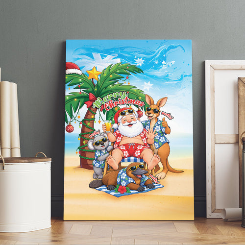 Aussie Christmas Canvas Wall Art Santa Summer Vibes
