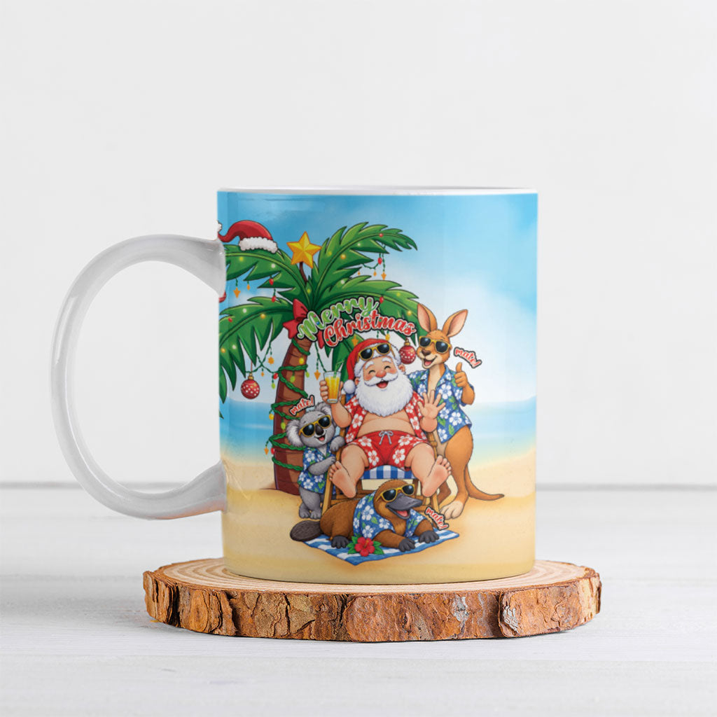 Aussie Christmas Ceramic Mug Santa Summer Vibes