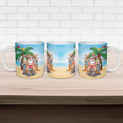 Aussie Christmas Ceramic Mug Santa Summer Vibes
