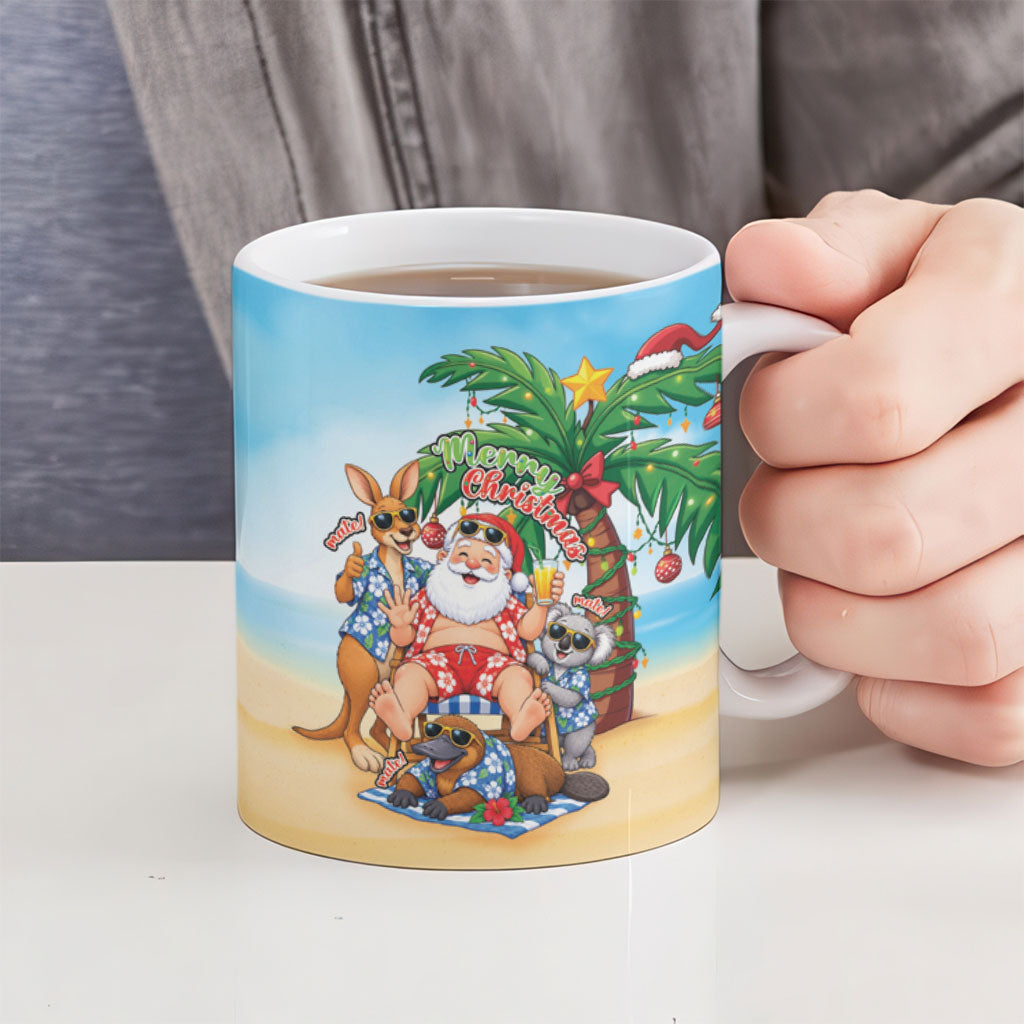 Aussie Christmas Ceramic Mug Santa Summer Vibes