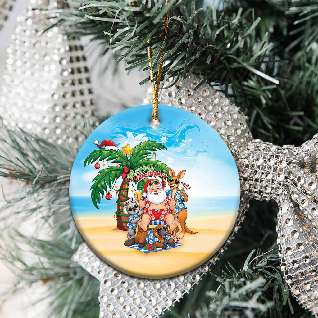 Aussie Christmas Ceramic Ornament Santa Summer Vibes