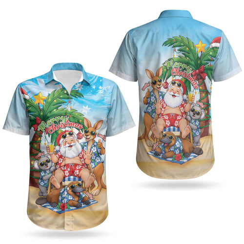 Aussie Christmas Couples Matching Summer Maxi Dress and Hawaiian Shirt Santa Summer Vibes