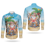 Aussie Christmas Couples Matching Tank Maxi Dress and Long Sleeve Button Shirt Santa Summer Vibes