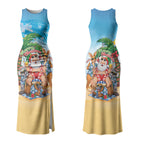 Aussie Christmas Couples Matching Tank Maxi Dress and Long Sleeve Button Shirt Santa Summer Vibes