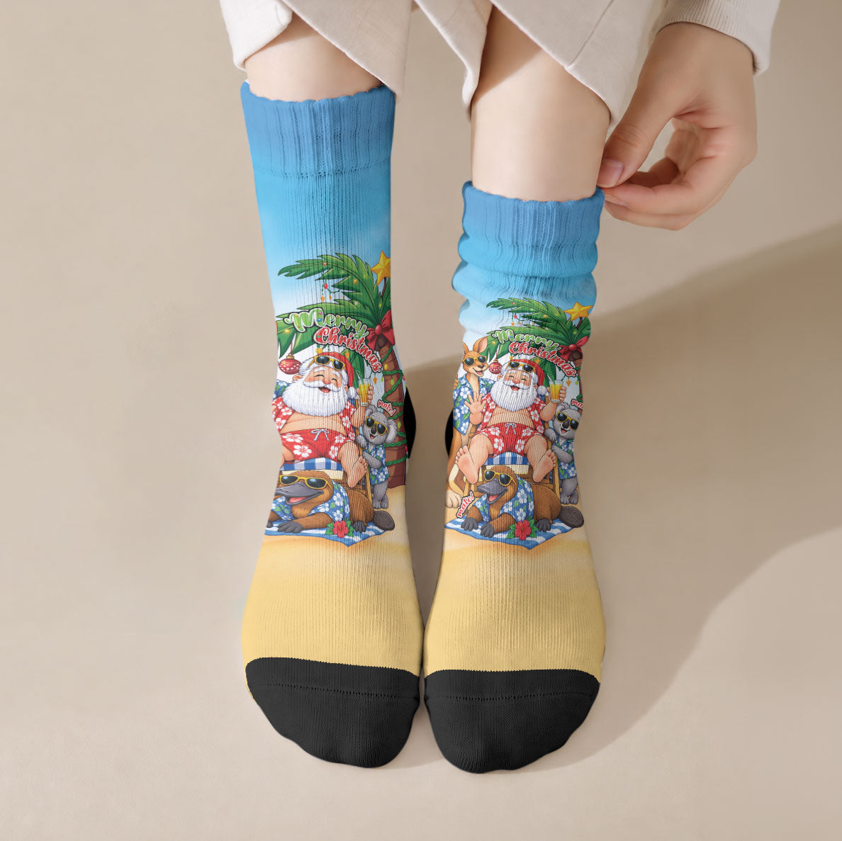 Aussie Christmas Crew Socks Santa Summer Vibes