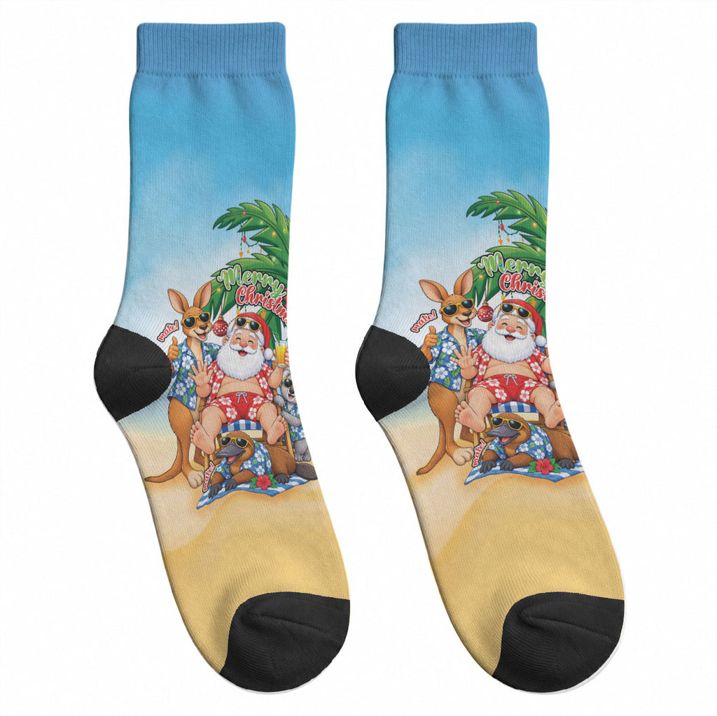 Aussie Christmas Crew Socks Santa Summer Vibes