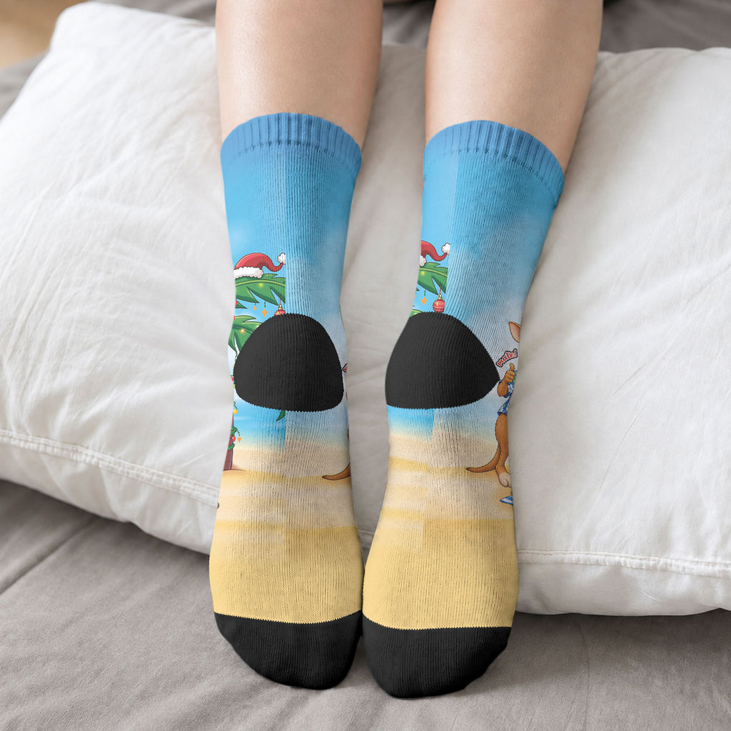 Aussie Christmas Crew Socks Santa Summer Vibes