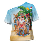 Aussie Christmas Cross Shoulder Shirt Santa Summer Vibes