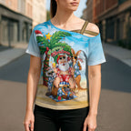 Aussie Christmas Cross Shoulder Shirt Santa Summer Vibes