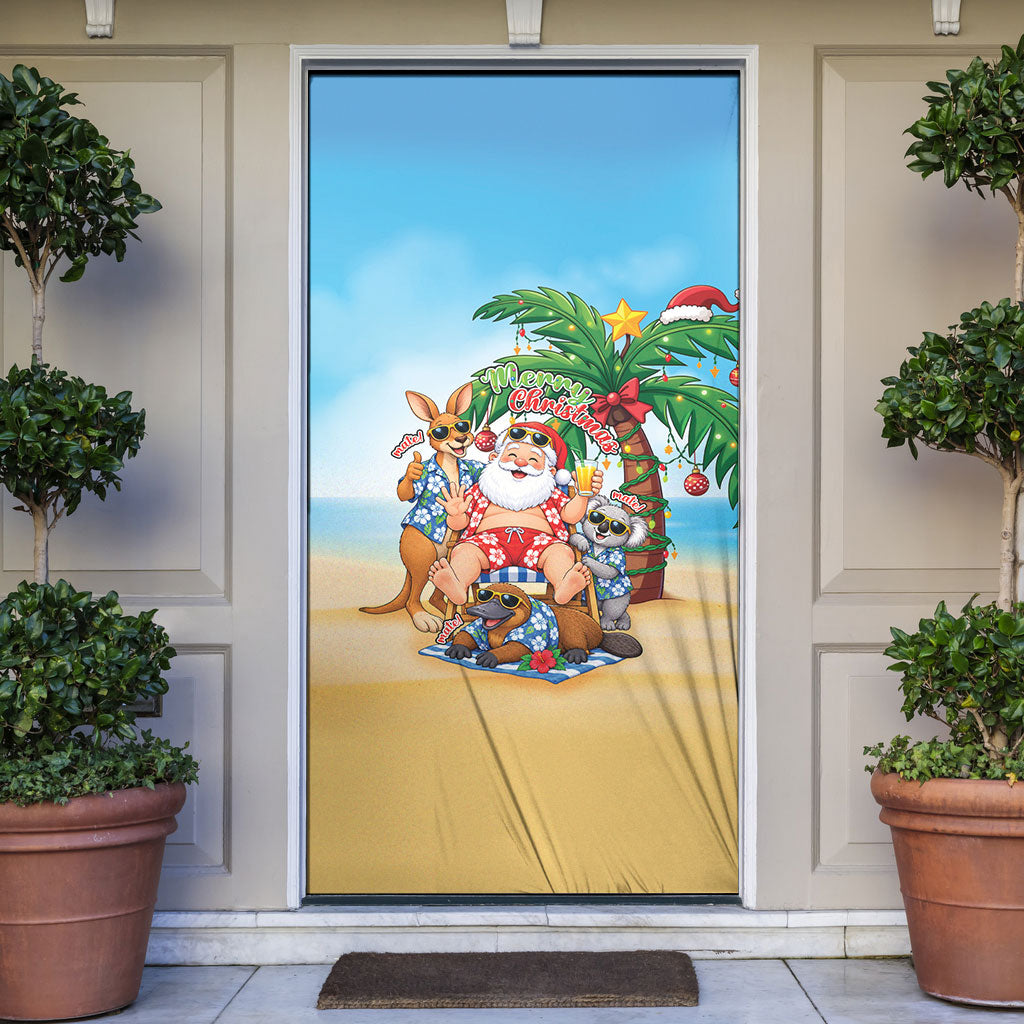 Aussie Christmas Door Cover Santa Summer Vibes