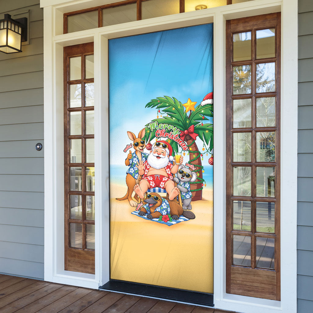 Aussie Christmas Door Cover Santa Summer Vibes