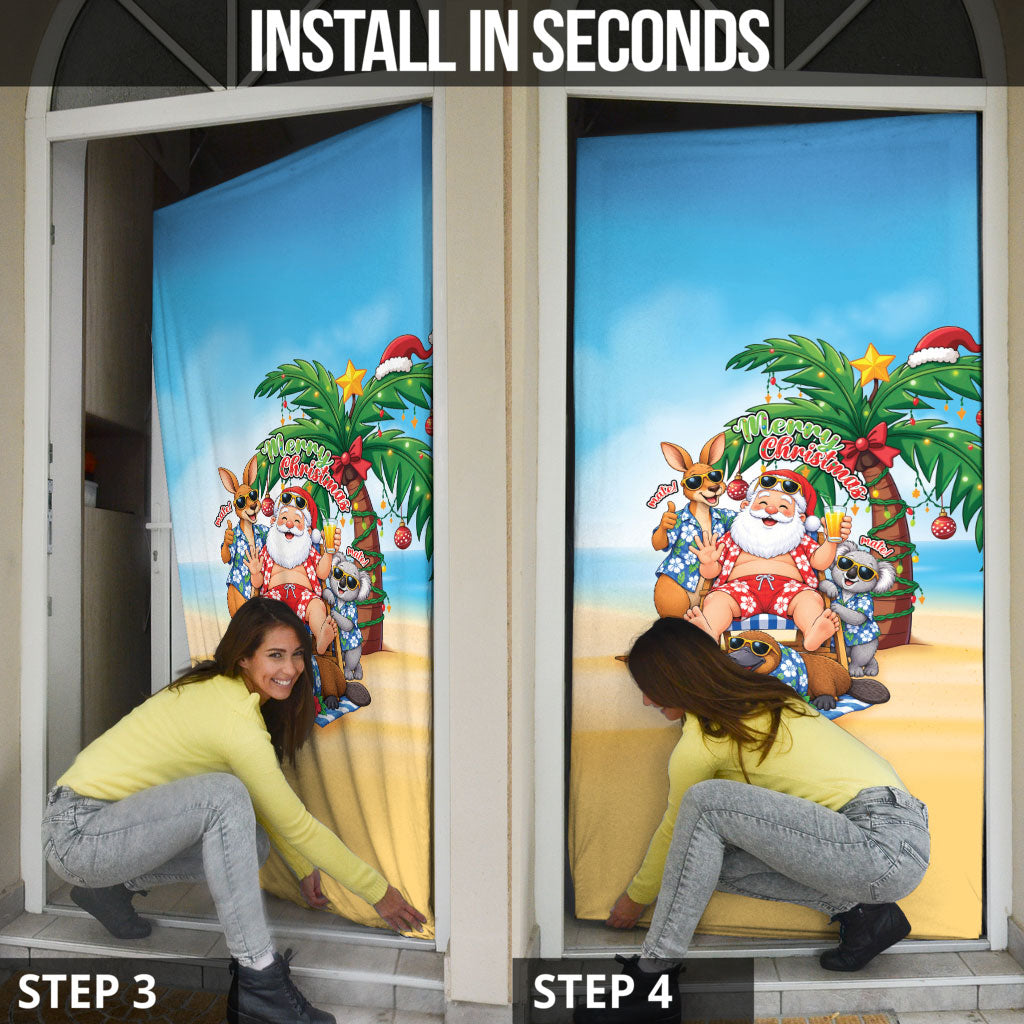 Aussie Christmas Door Cover Santa Summer Vibes