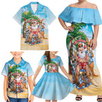 Aussie Christmas Family Matching Off Shoulder Maxi Dress and Hawaiian Shirt Santa Summer Vibes