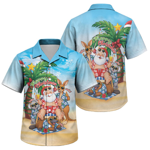 Aussie Christmas Family Matching Off Shoulder Maxi Dress and Hawaiian Shirt Santa Summer Vibes