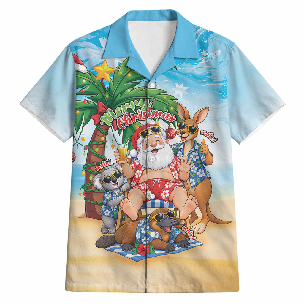 Aussie Christmas Hawaiian Shirt Santa Summer Vibes