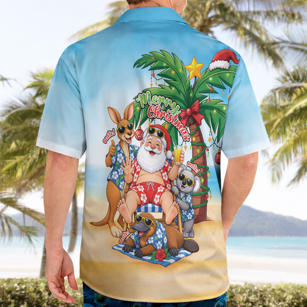 Aussie Christmas Hawaiian Shirt Santa Summer Vibes