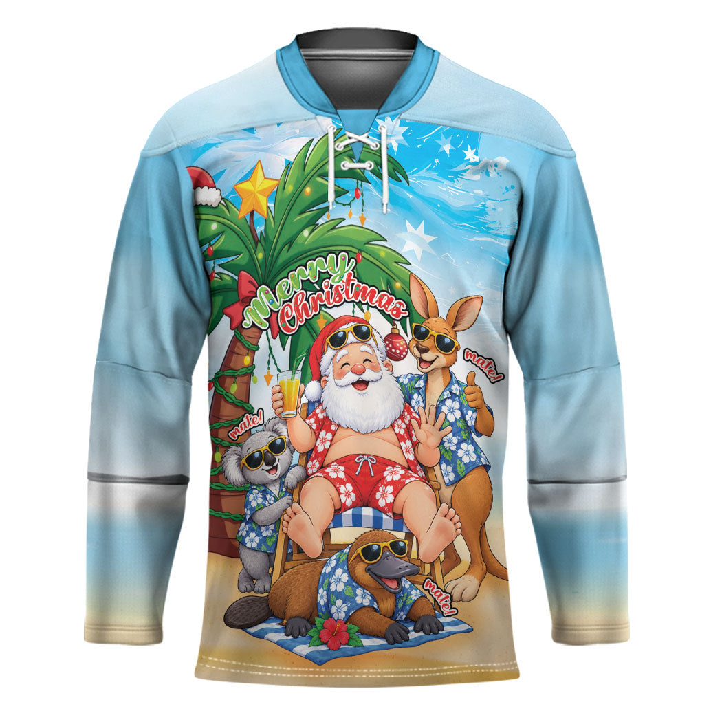 Aussie Christmas Hockey Jersey Santa Summer Vibes