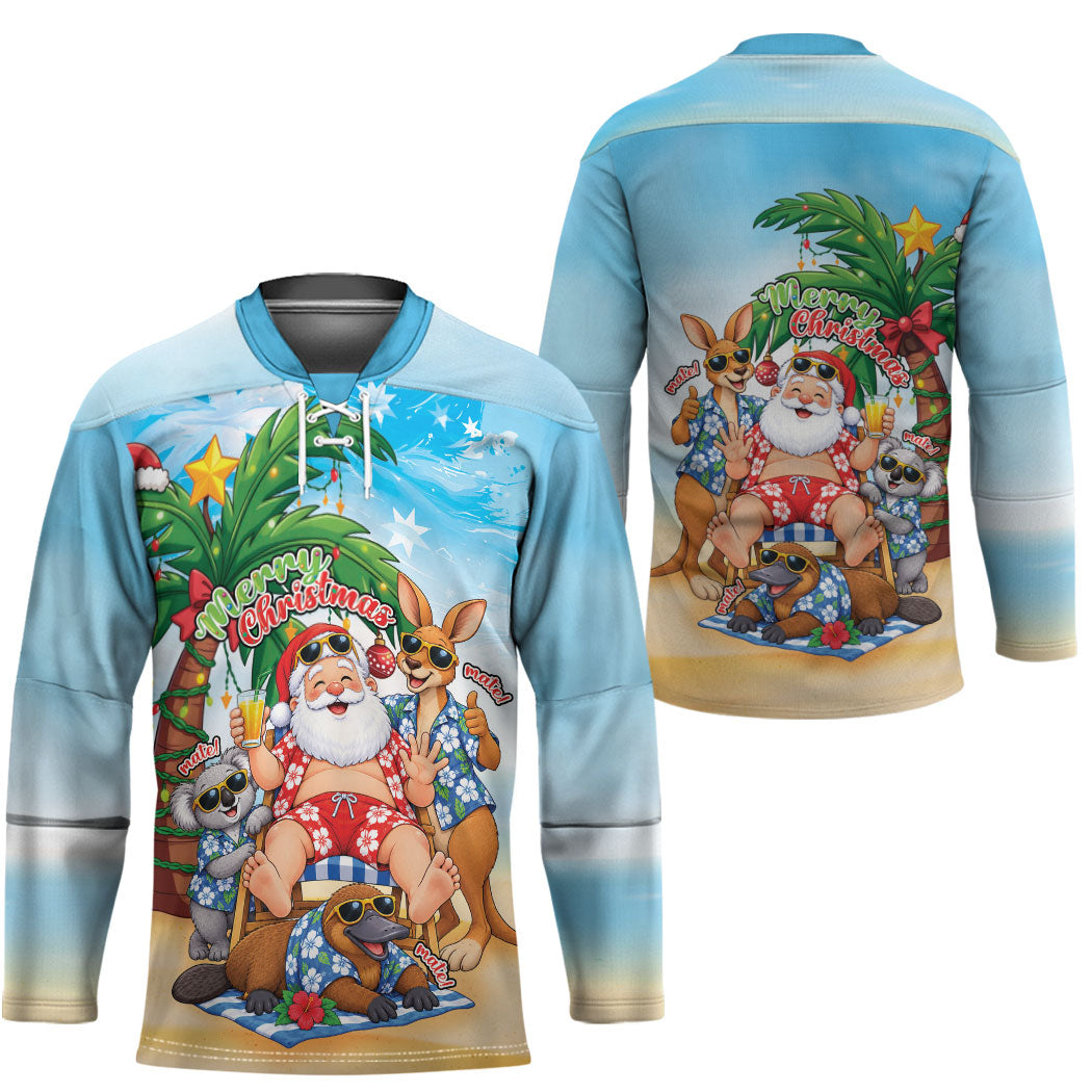 Aussie Christmas Hockey Jersey Santa Summer Vibes