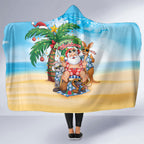 Aussie Christmas Hooded Blanket Santa Summer Vibes