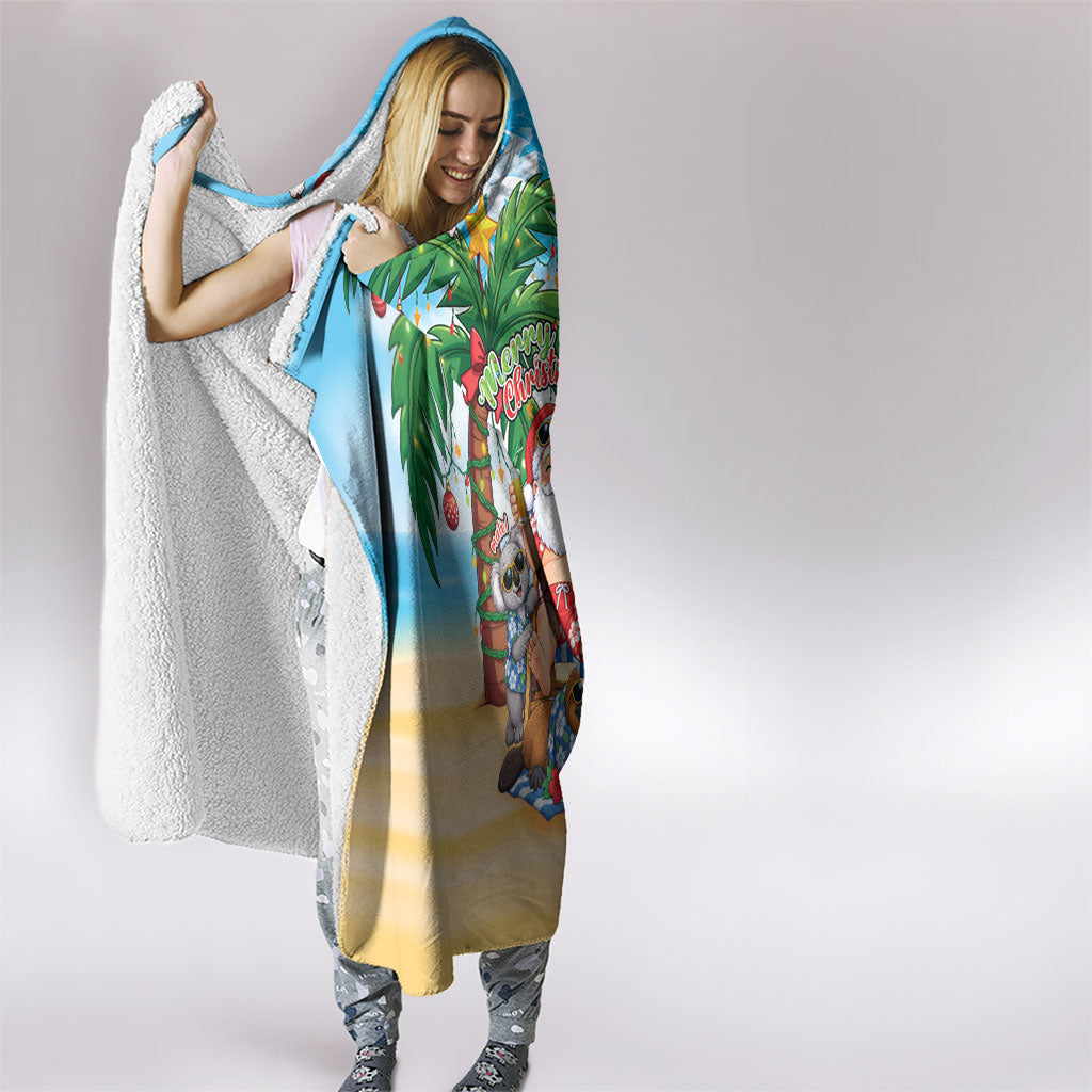 Aussie Christmas Hooded Blanket Santa Summer Vibes