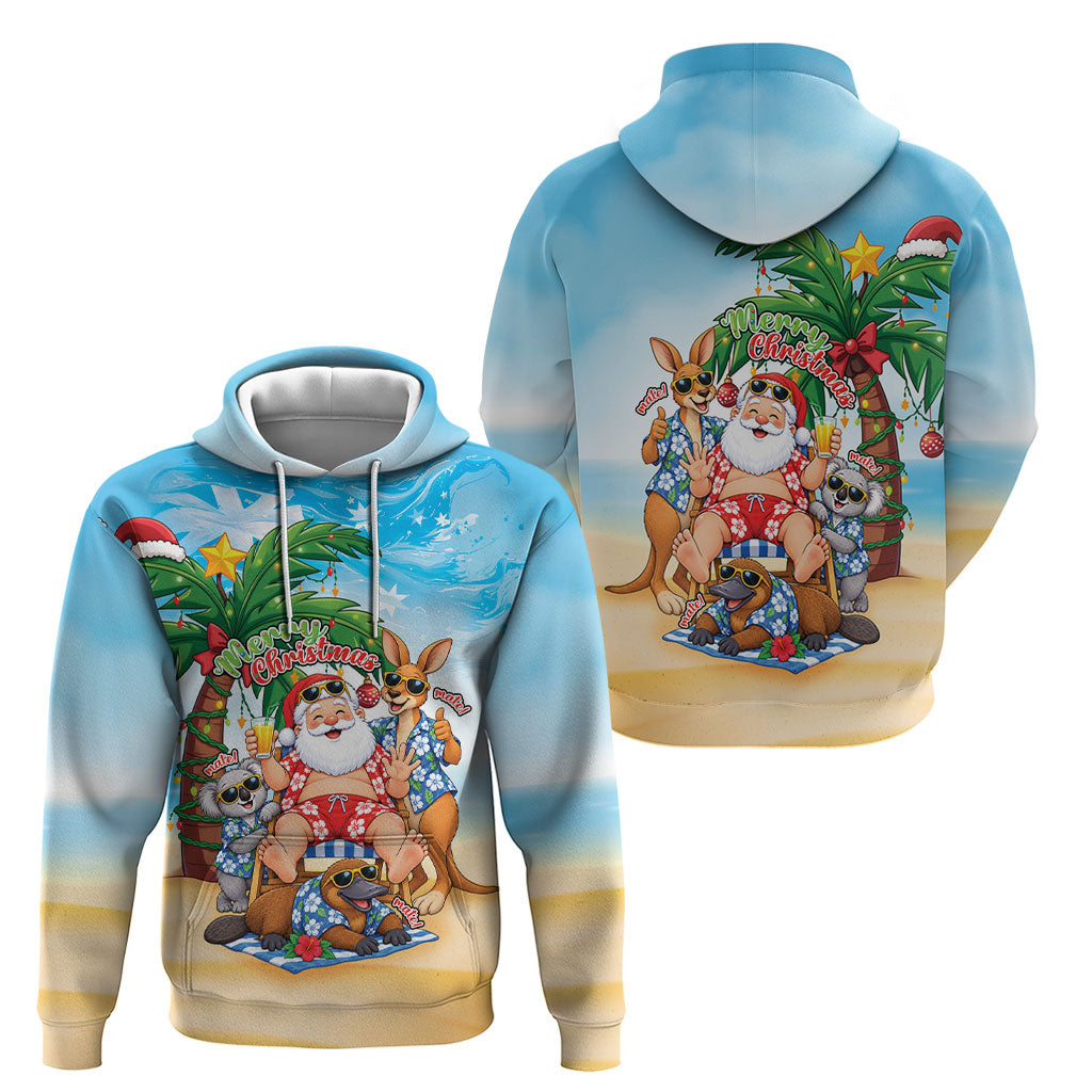 Aussie Christmas Hoodie Santa Summer Vibes