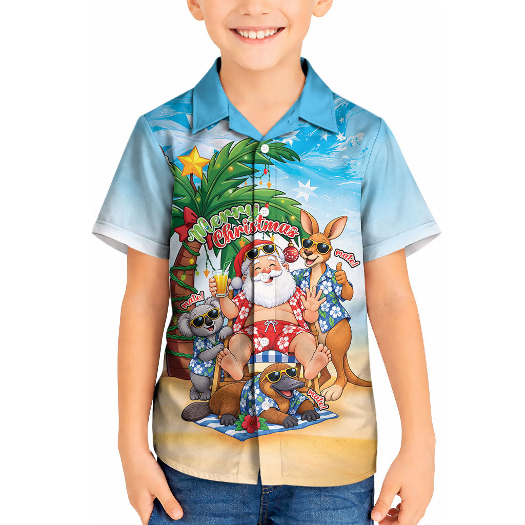 Aussie Christmas Kid Hawaiian Shirt Santa Summer Vibes