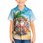 Aussie Christmas Kid Hawaiian Shirt Santa Summer Vibes