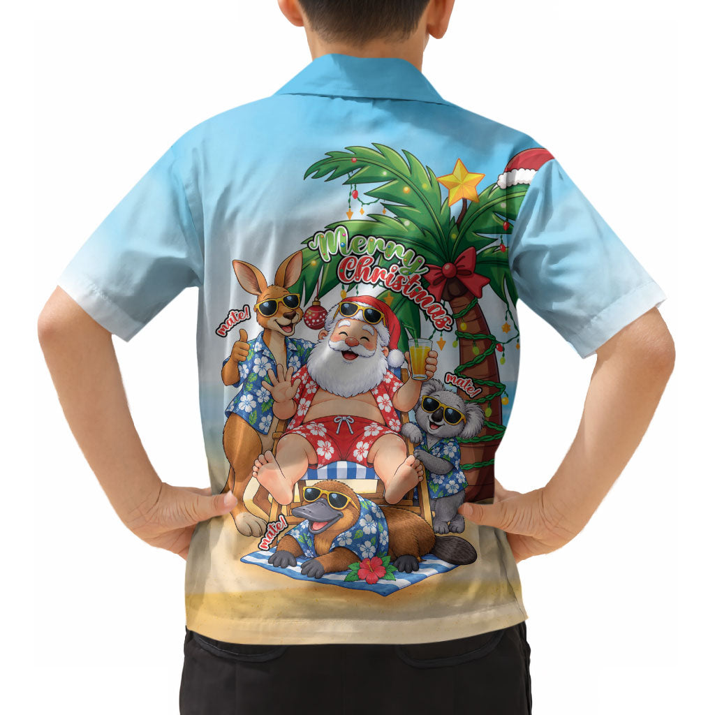 Aussie Christmas Kid Hawaiian Shirt Santa Summer Vibes