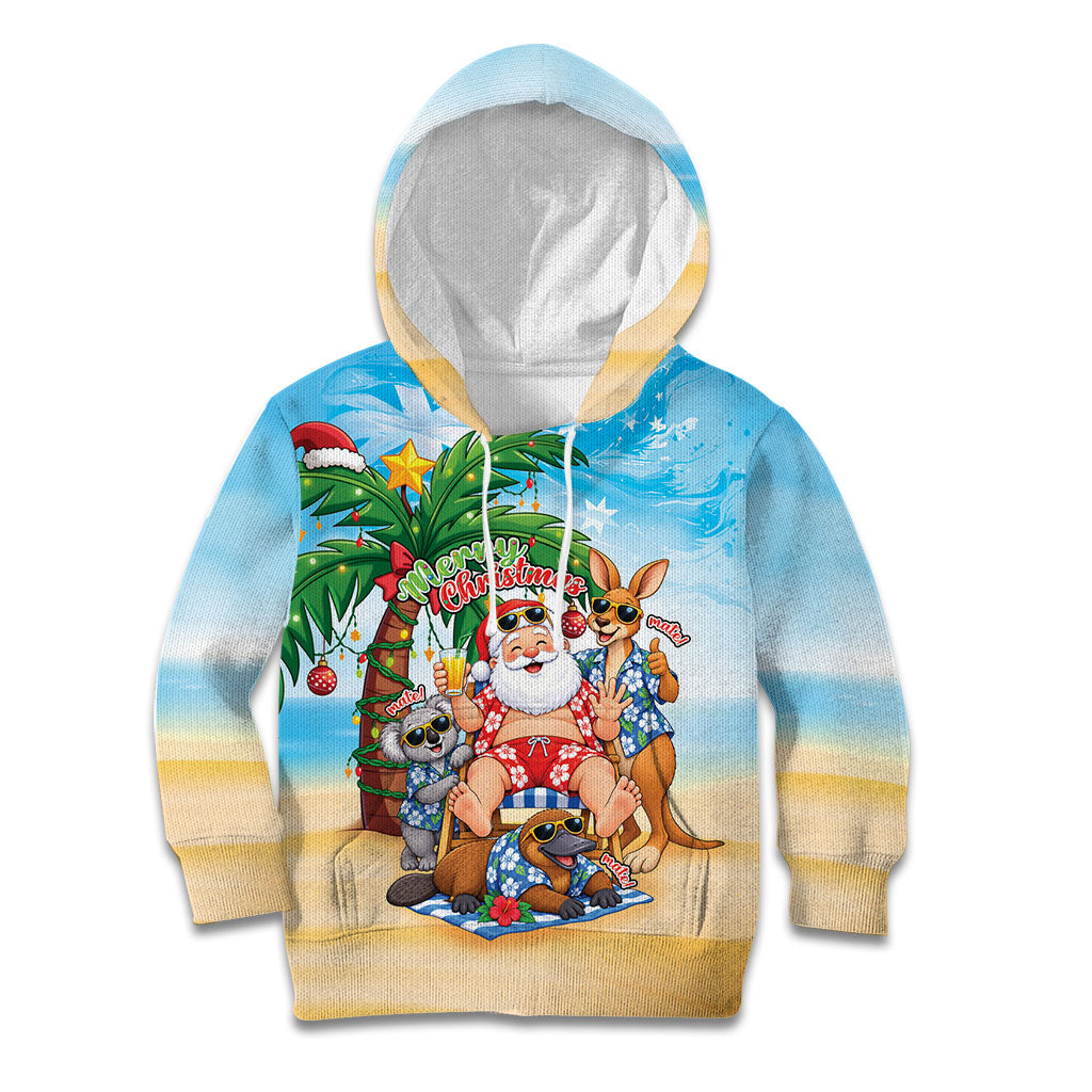 Aussie Christmas Kid Hoodie Santa Summer Vibes