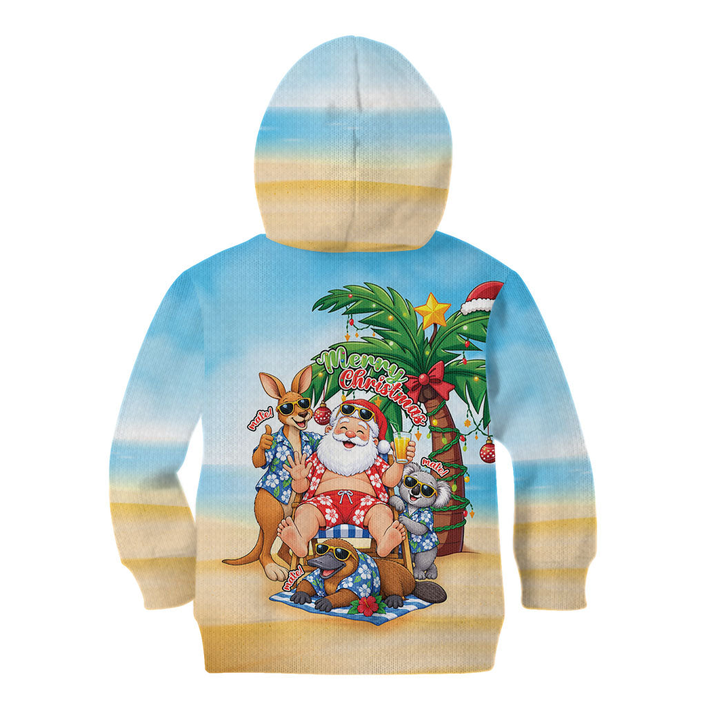 Aussie Christmas Kid Hoodie Santa Summer Vibes