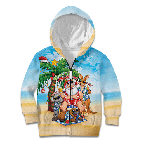 Aussie Christmas Kid Hoodie Santa Summer Vibes