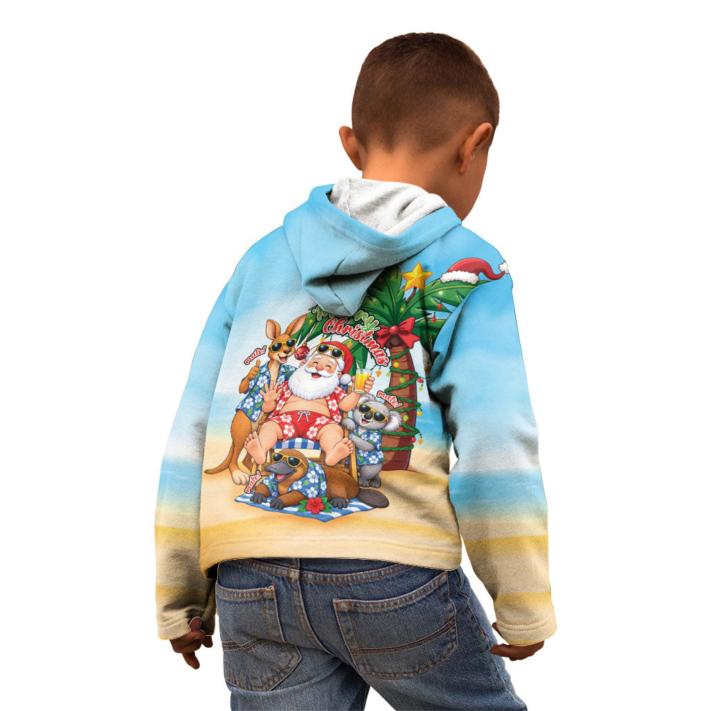 Aussie Christmas Kid Hoodie Santa Summer Vibes