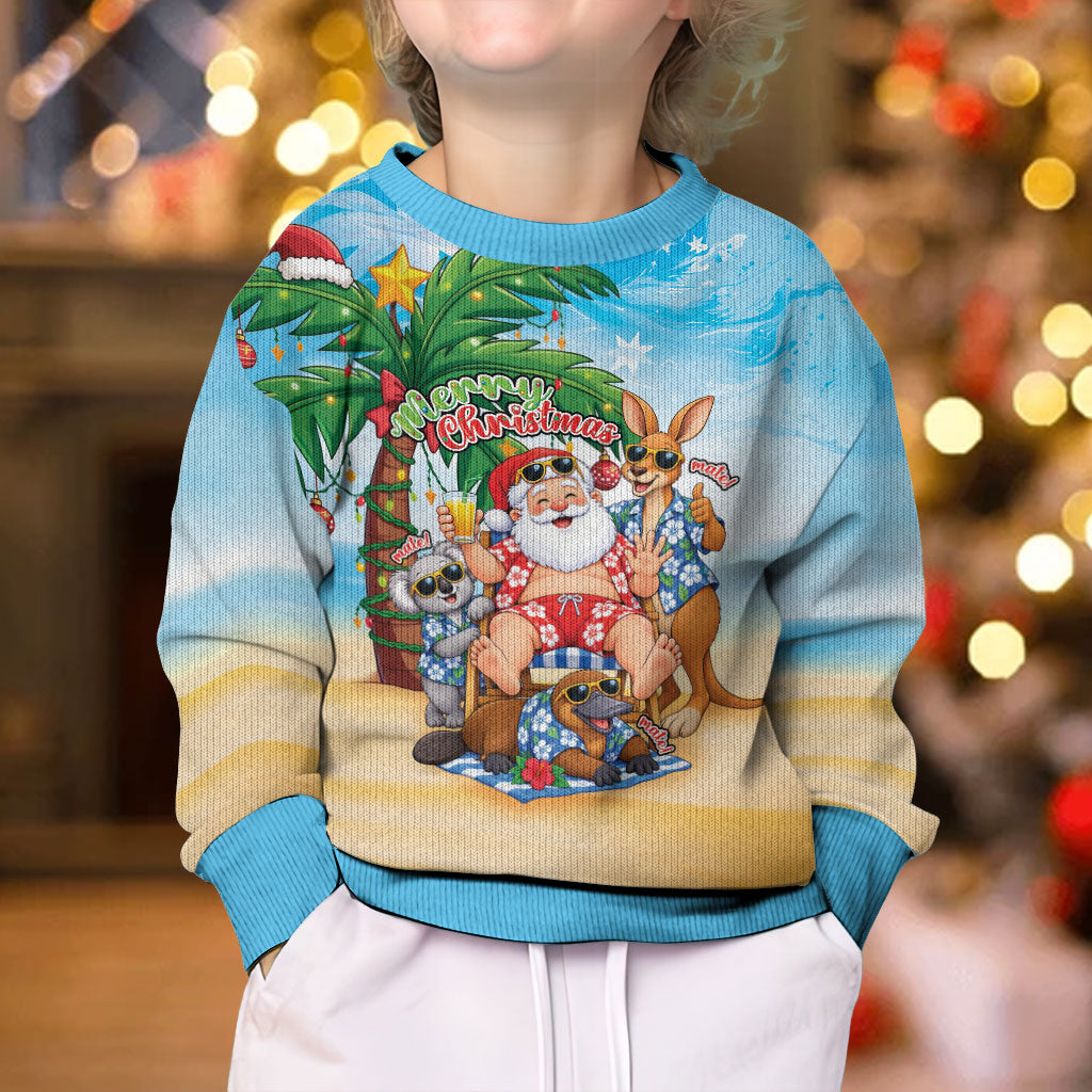 Aussie Christmas Kid Ugly Christmas Sweater Santa Summer Vibes