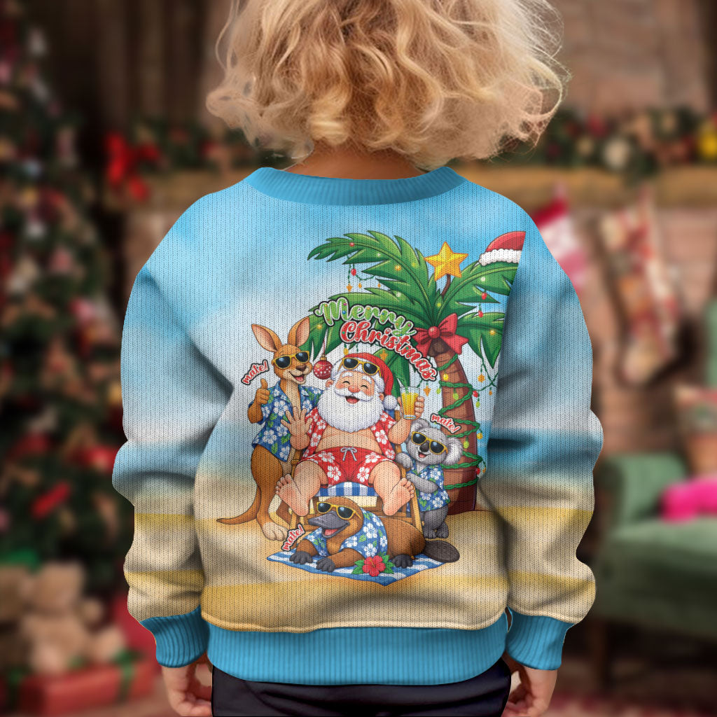 Aussie Christmas Kid Ugly Christmas Sweater Santa Summer Vibes