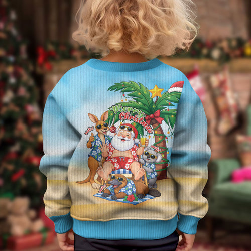 Aussie Christmas Kid Ugly Christmas Sweater Santa Summer Vibes