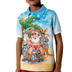 Aussie Christmas Kid Polo Shirt Santa Summer Vibes