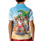 Aussie Christmas Kid Polo Shirt Santa Summer Vibes