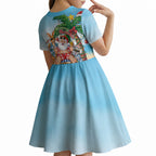 Aussie Christmas Kid Short Sleeve Dress Santa Summer Vibes