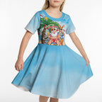 Aussie Christmas Kid Short Sleeve Dress Santa Summer Vibes
