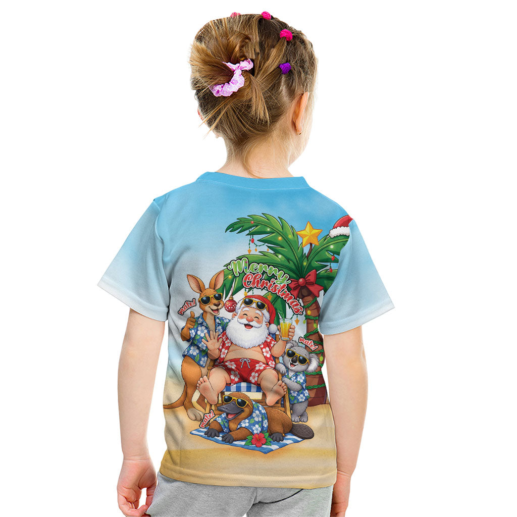 Aussie Christmas Kid T Shirt Santa Summer Vibes