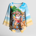 Aussie Christmas Kimono Sleeve Blouse Santa Summer Vibes